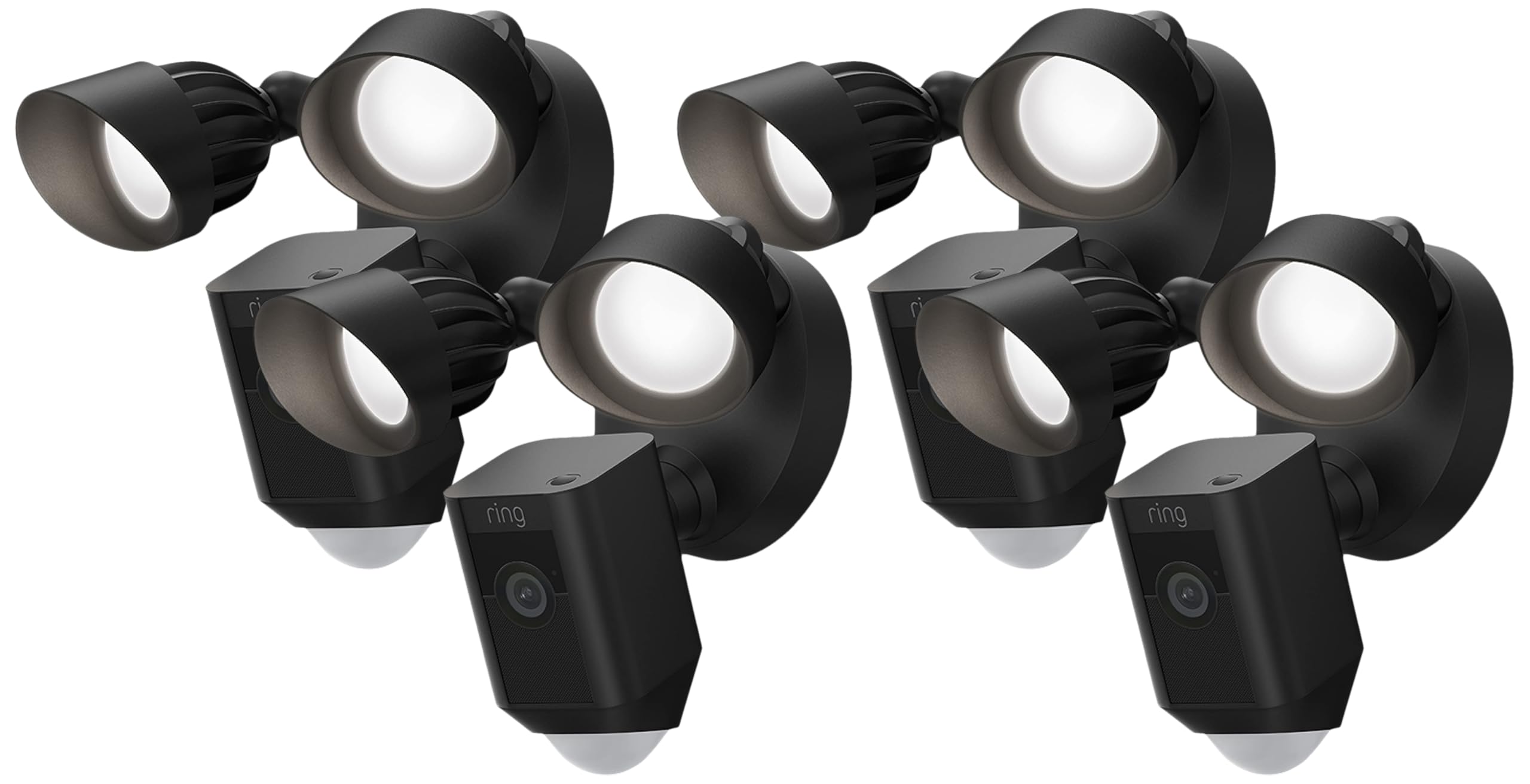 Ring Floodlight Cam Wired Plus with motion-activated 1080p HD video (2021 release) | 4-pack, Black