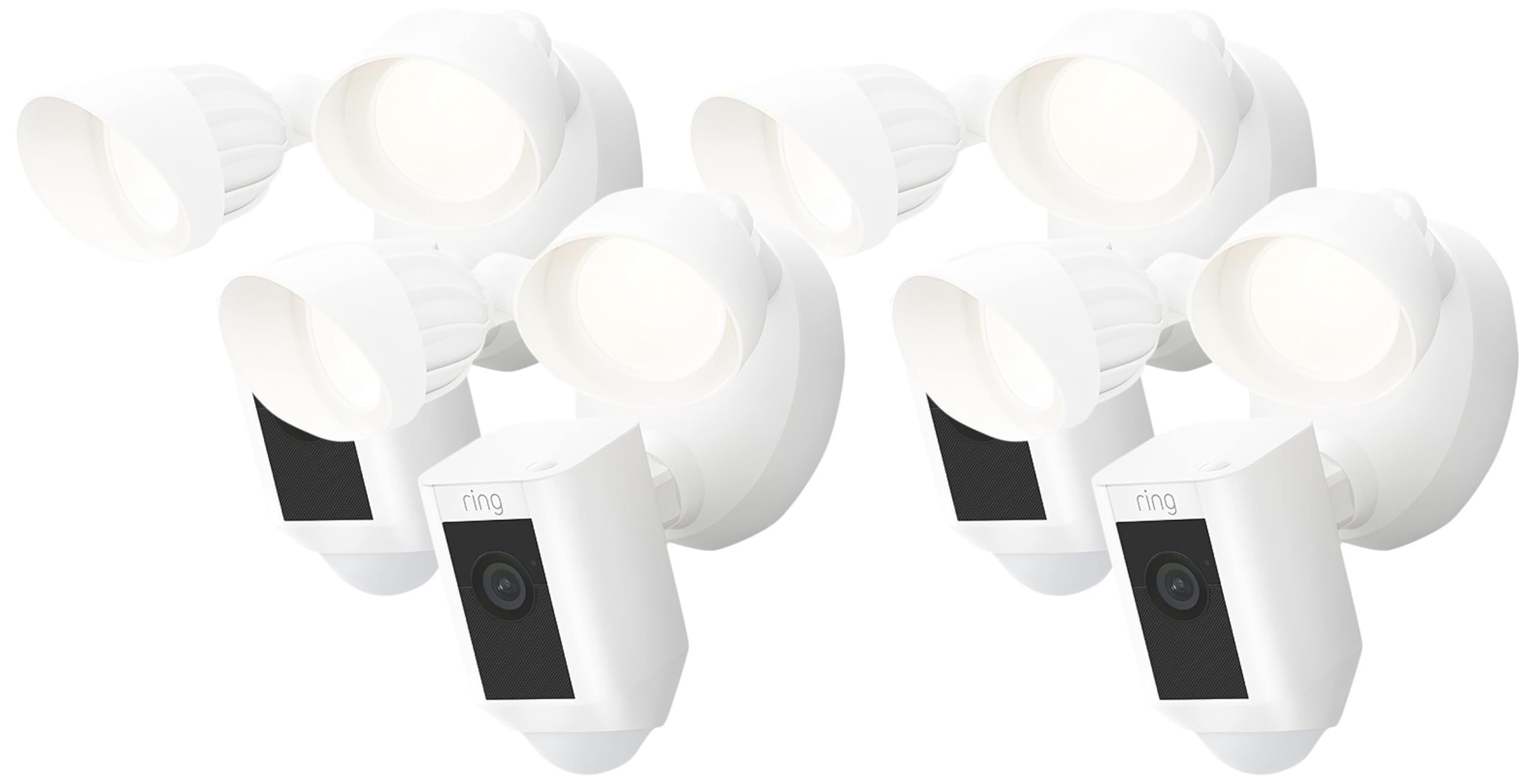 Ring Floodlight Cam Wired Plus with motion-activated 1080p HD video (2021 release) | 4-pack, White