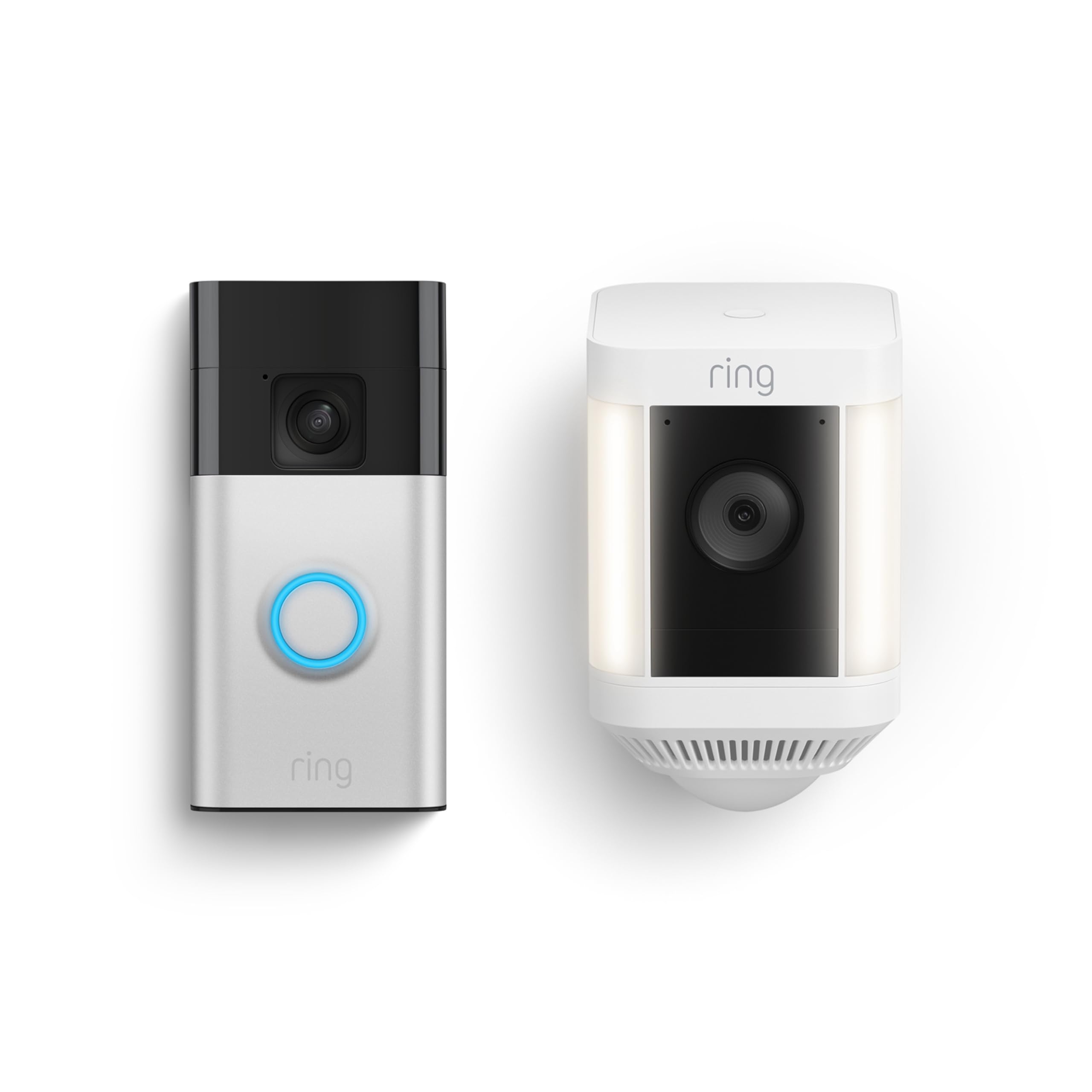 Ring Battery Doorbell with Ring Spotlight Cam Plus Battery (White)