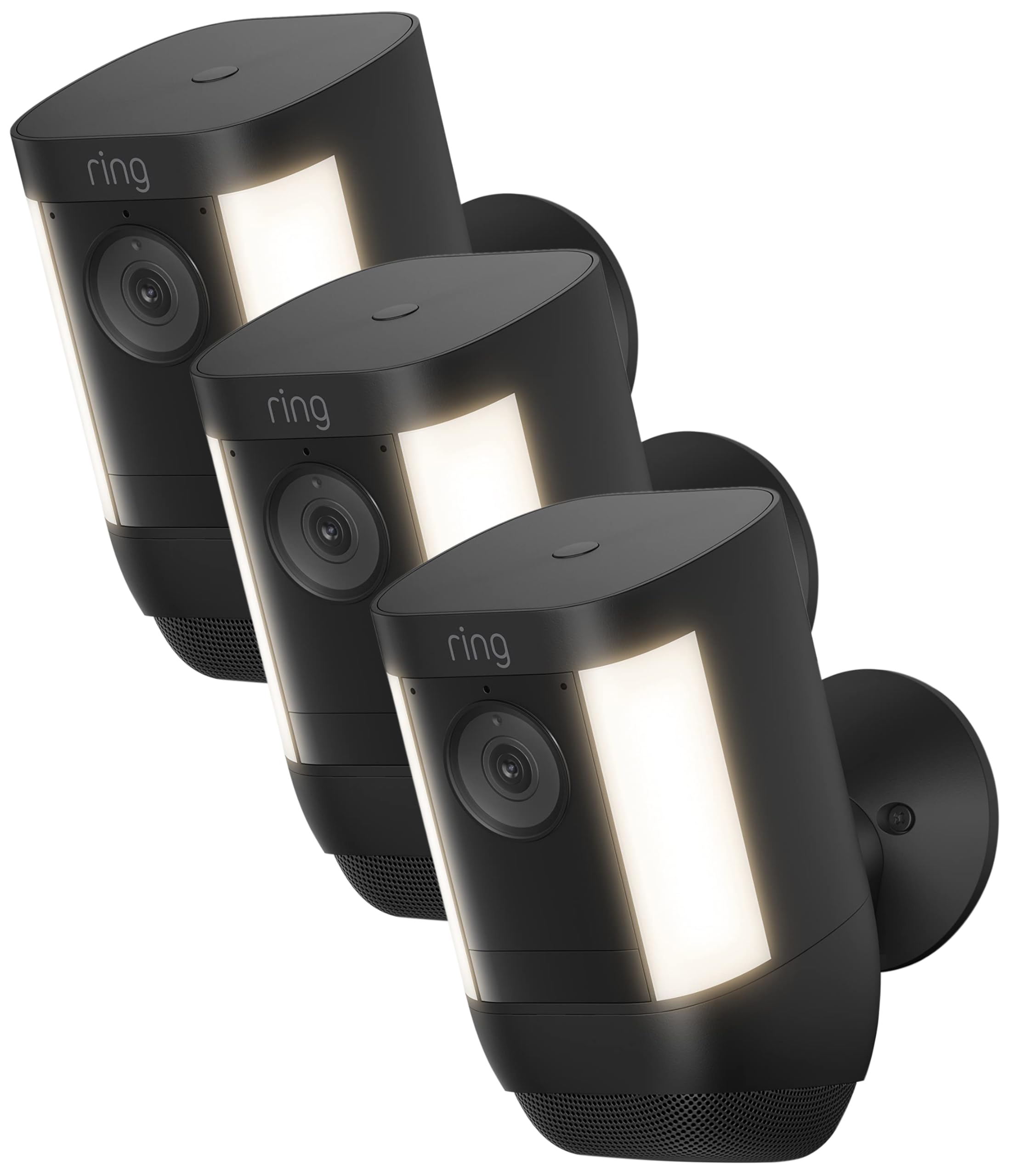 Ring Spotlight Cam Pro, Battery | 3D Motion Detection, Two-Way Talk with Audio+, and Dual-Band Wifi (2022 release) | 3-pack, Black
