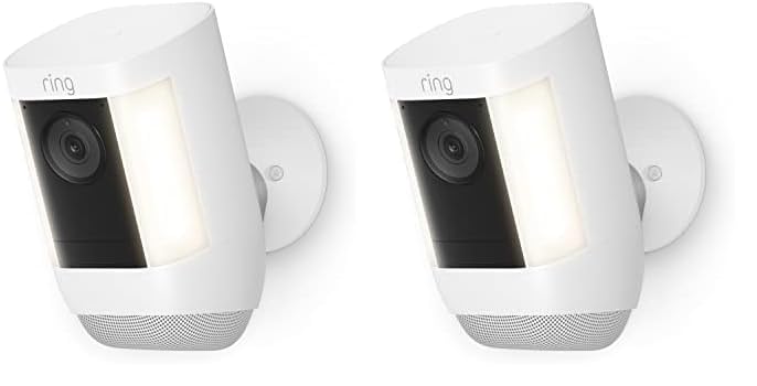 Ring Spotlight Cam Pro, Battery | 3D Motion Detection, Two-Way Talk with Audio+, and Dual-Band Wifi (2022 release) | 2-pack, White