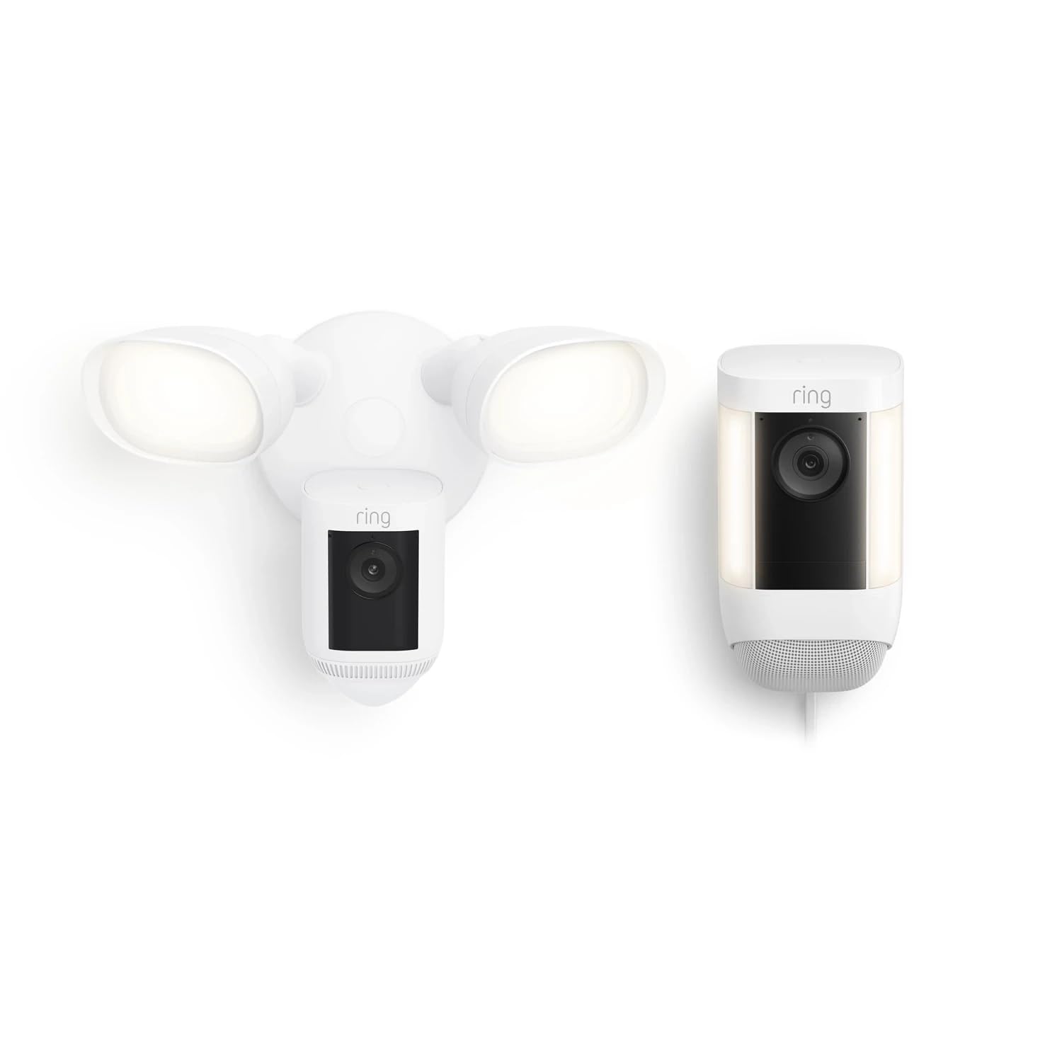 Ring Floodlight Cam Pro with Ring Spotlight Cam Pro, Plug-In White