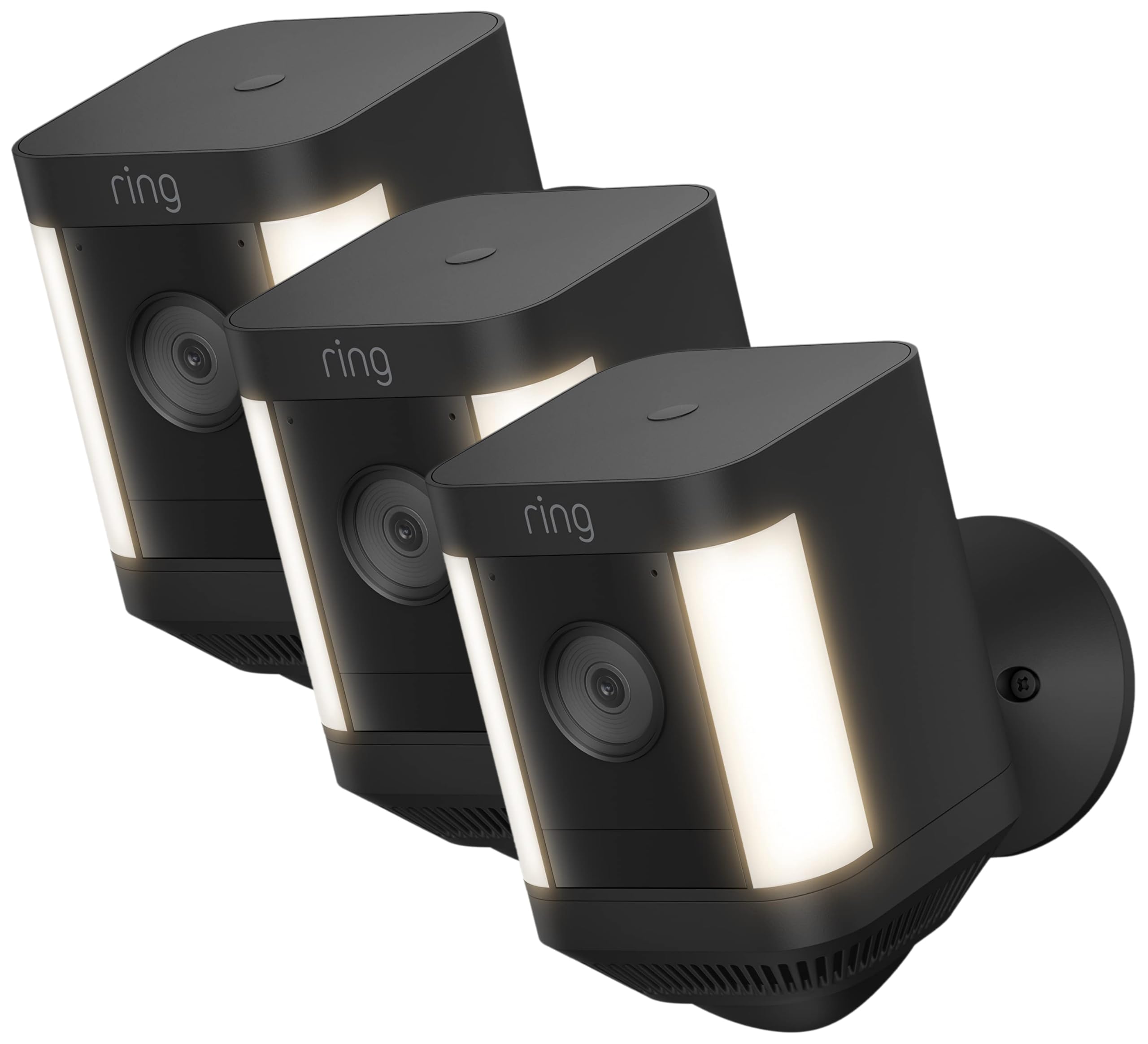 Ring Spotlight Cam Plus, Battery | Two-Way Talk, Color Night Vision, and Security Siren (2022 release) | 3-pack, Black