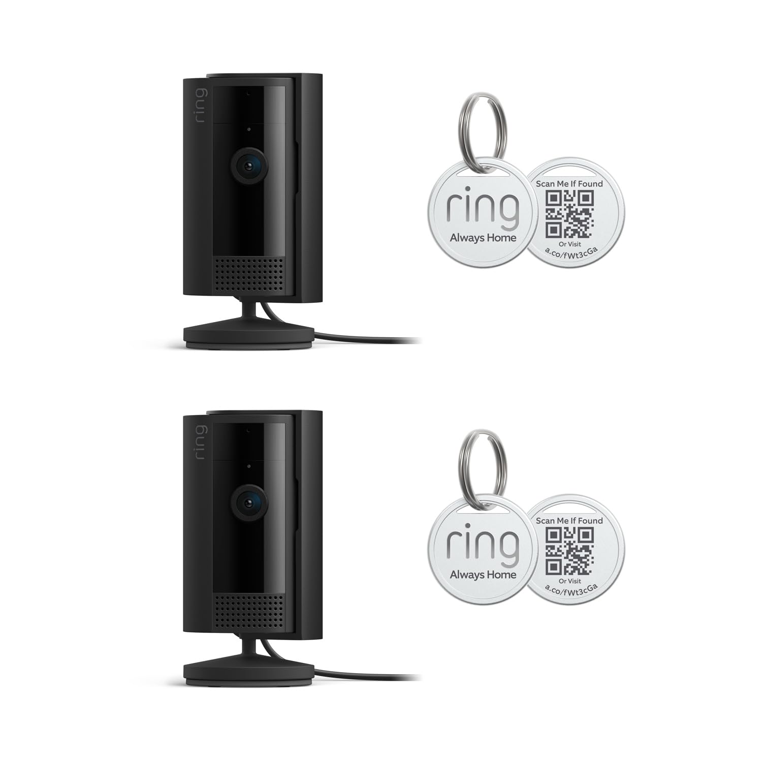 2 Ring Indoor Cam (2nd Gen), Black with 2 Ring Pet Tag