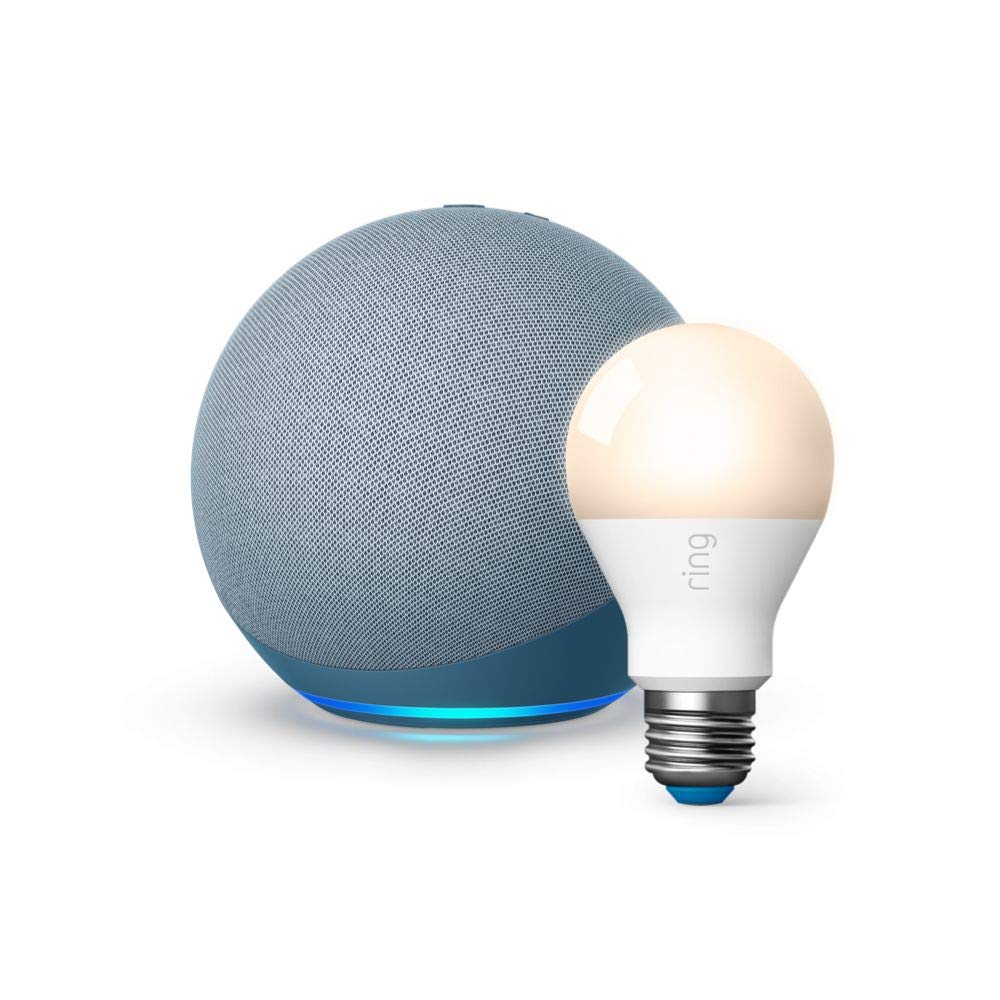 All-new Echo (4th Gen) - Twilight Blue - bundle with Ring A19 Smart LED Bulb, White