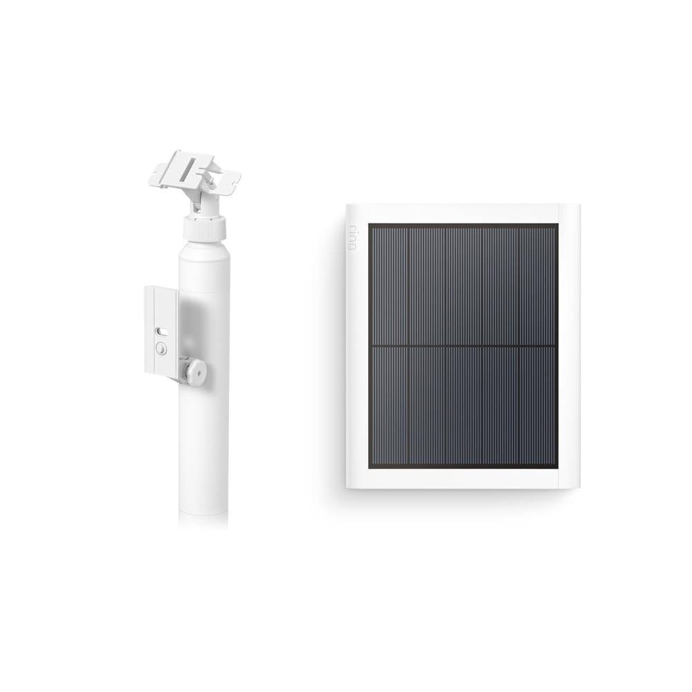 All-New Ring Stake Mount for Cameras and Solar Panels with Ring Solar Panel (2nd Generation), 4W for Stick Up Cam, Stick Up Cam Pro, Spotlight Cam Plus, Spotlight Cam Pro, White